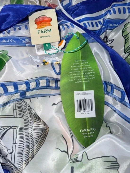 FARM Rio Blue, Green & White Tropical Destination Dress - Picture 4 of 7